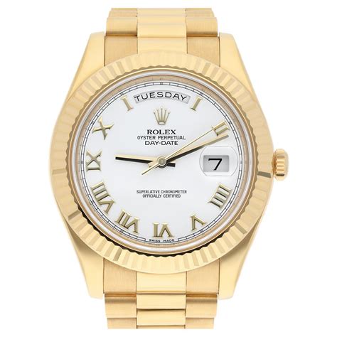rolex day date white gold roman numerals